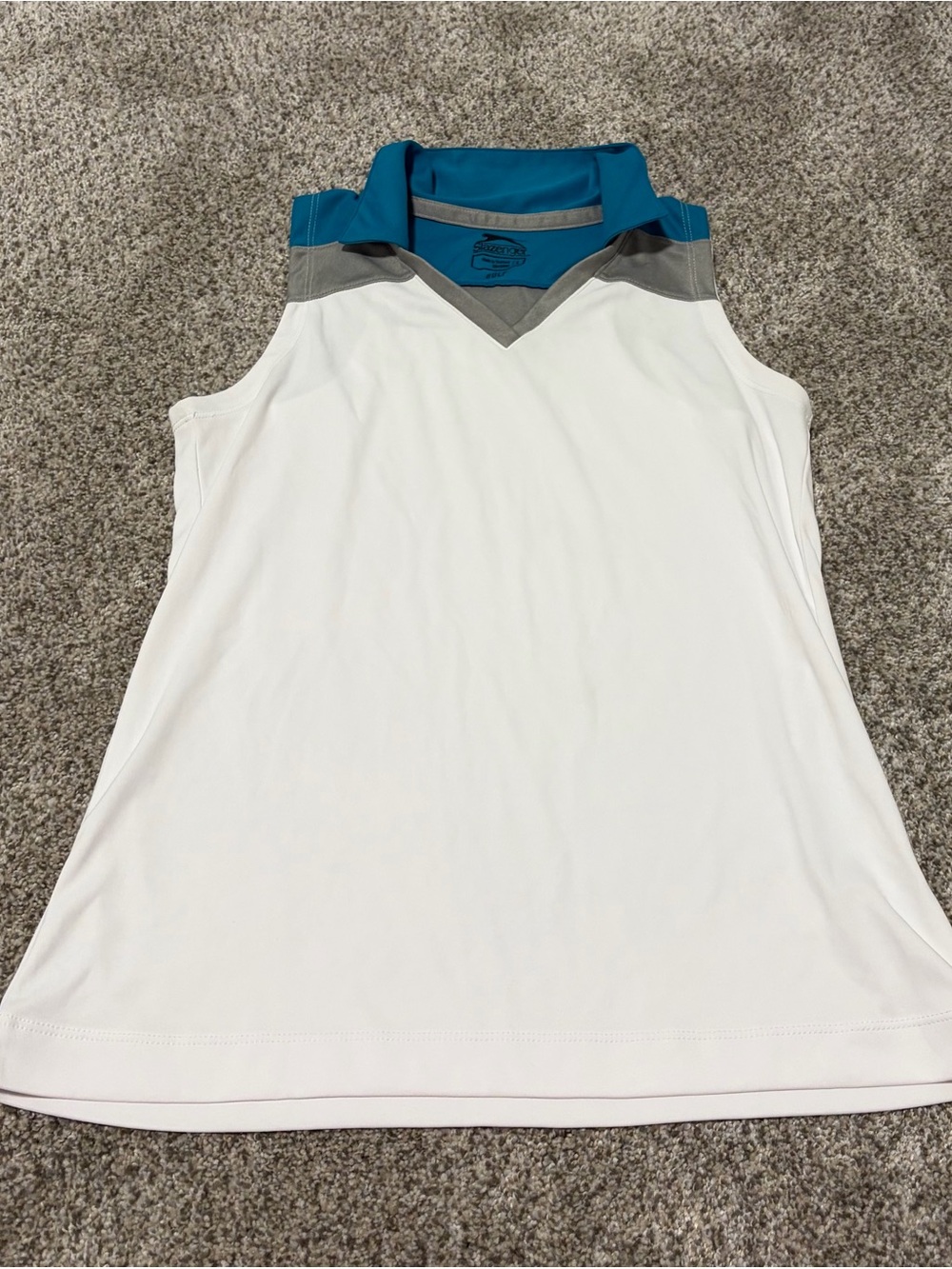 Women’s Slazenger White Tank Top with Teal & Gray Trim Golf Size Large